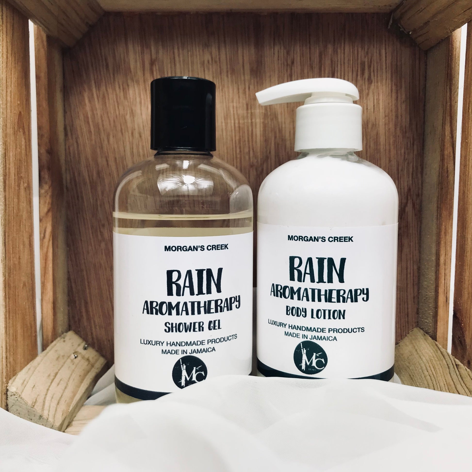 rain aromatherapy relaxing shower gel and body lotion set